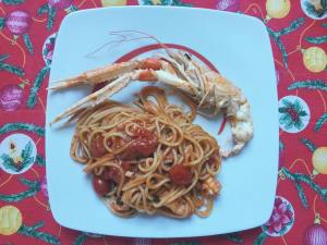 Spaghetti scampi e brandy