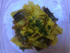 Pappardelle con carciofi e pancetta