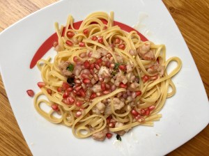 Bavette scampi e melograno