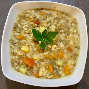 Zuppa ai 3 cereali, lenticchie e patate