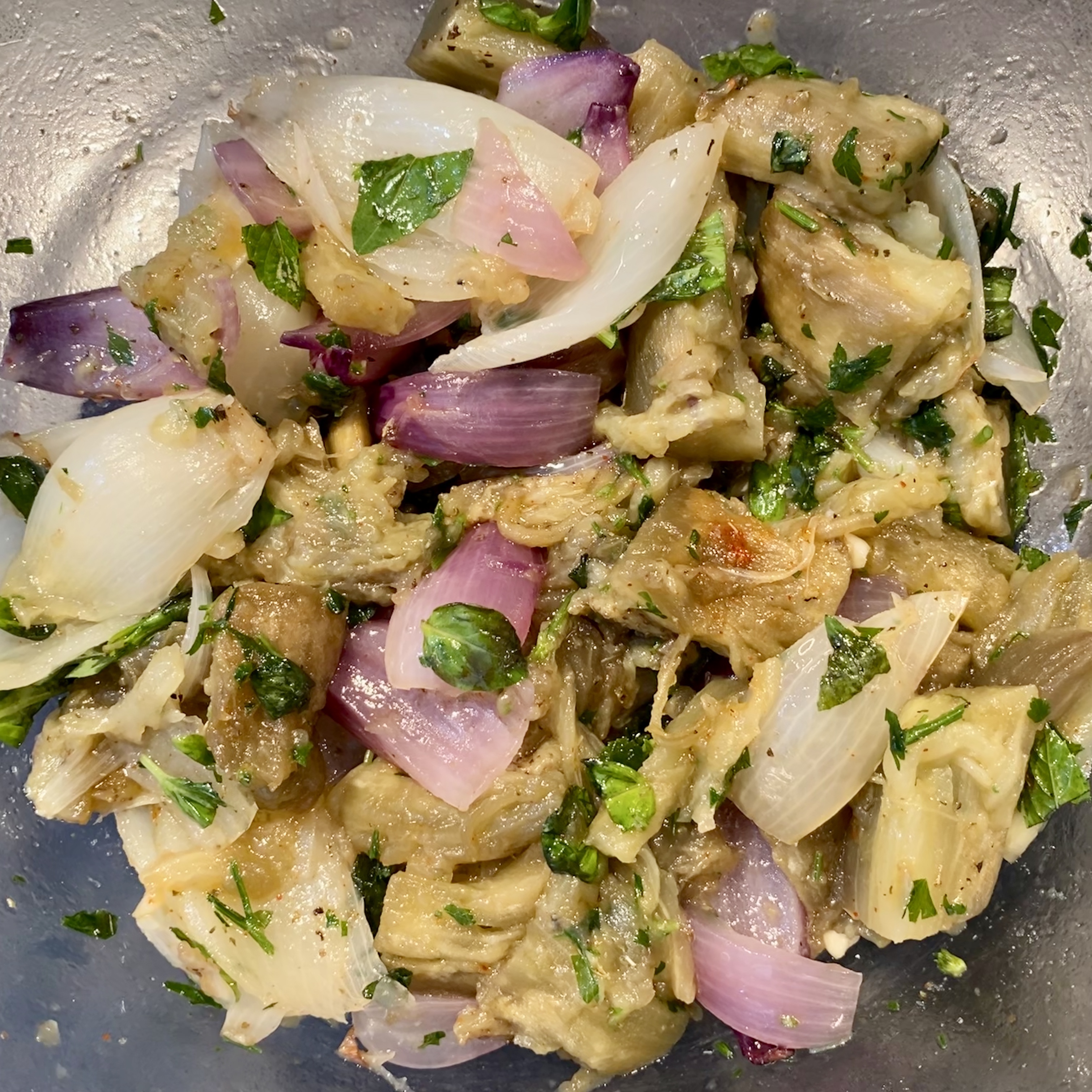 Melanzane e cipolle al forno