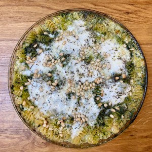 Fusilloni gratinati con cavolo nero e pecorino