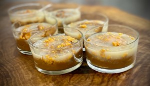 Bicchierino con melighe, crema al cioccolato e zabaione