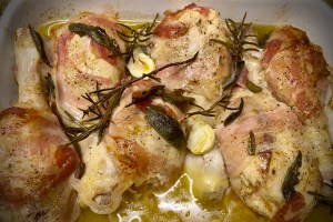 Fusi di pollo alla senape e bacon
