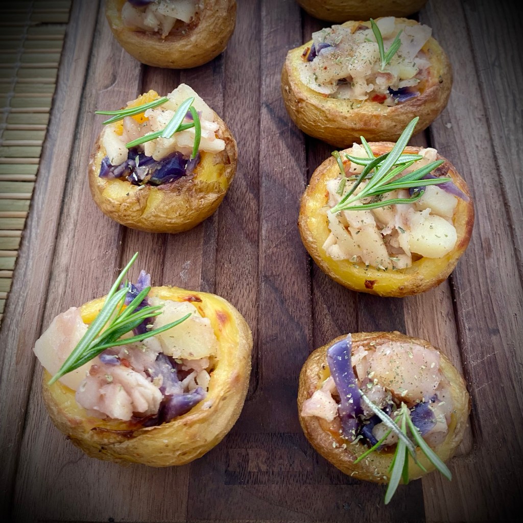 Patate arrosto con mele, arance e Grana Padano