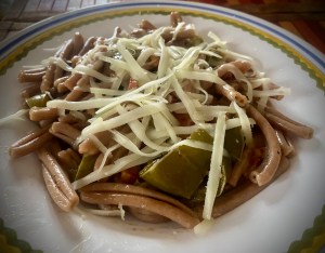 Pasta peperoni e pancetta