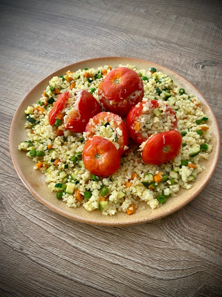 Pomodorini gratinati ripieni di bulgur