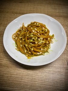 Pasta con crema di melanzane al forno e nduja